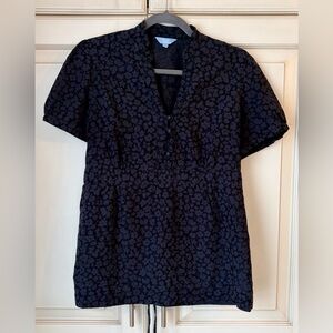 Denver Hayes Black Floral Women's Blouse. Feminine details. Large.